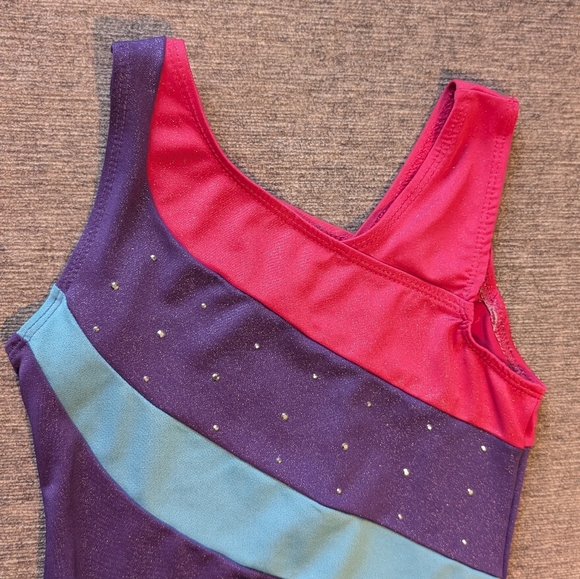 Colorful Girls Gymnastics Leotard Bodysuit Size 6 - Picture 4 of 7
